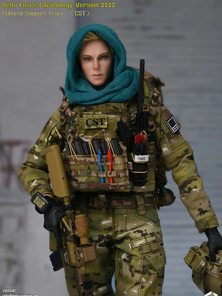 Easy & Simple ES 26064C 1/6 CAG Unidad de misión especial, modelo de soldado operador femenino, diseño de tela de Camfoulage, juego completo de estatuilla de 12"