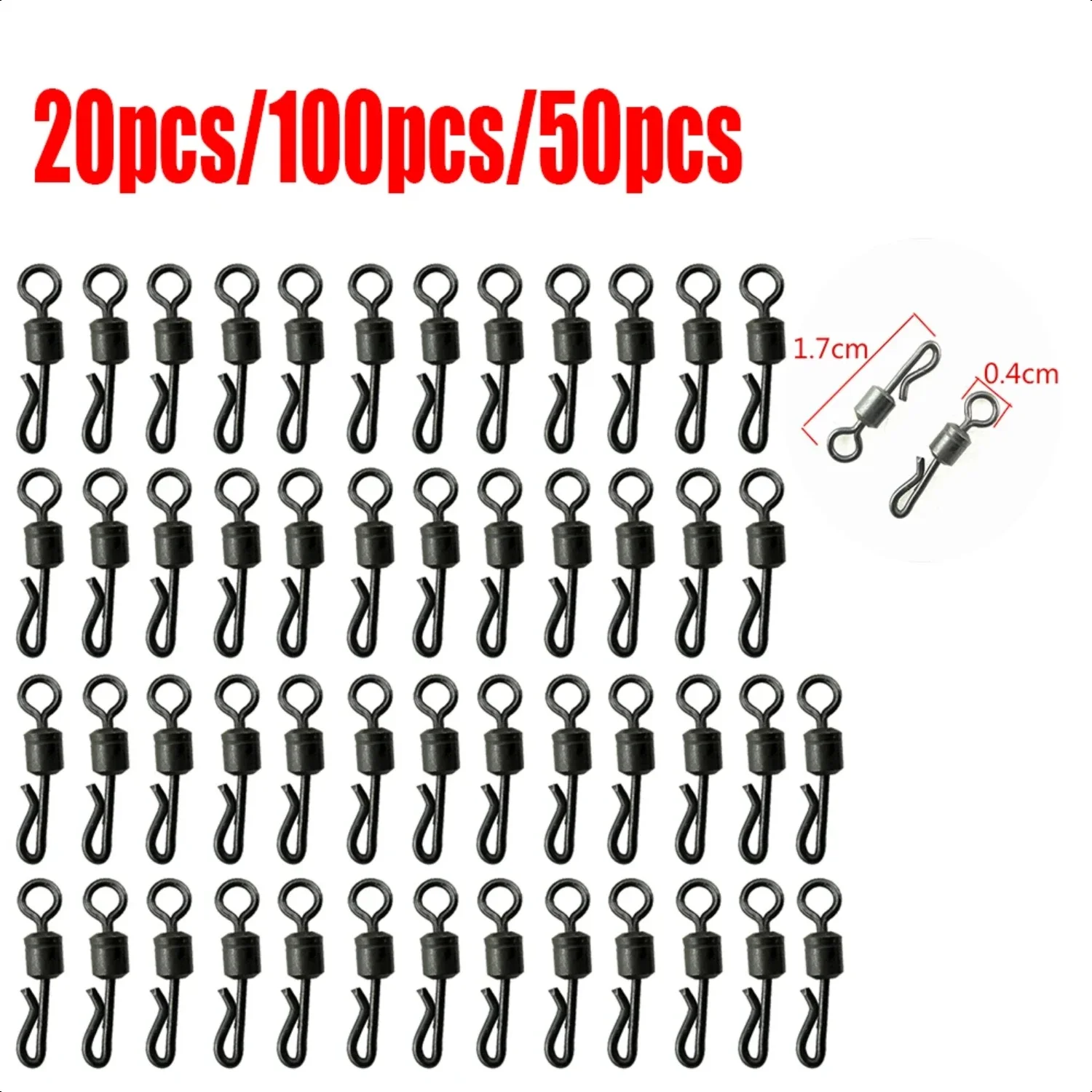 50/100PCS Fishing Barrel Swivel Terminal Tackle Swivel Fishing Connector Q-Shaped Quick Change Carp Fishing Terminal Tackle