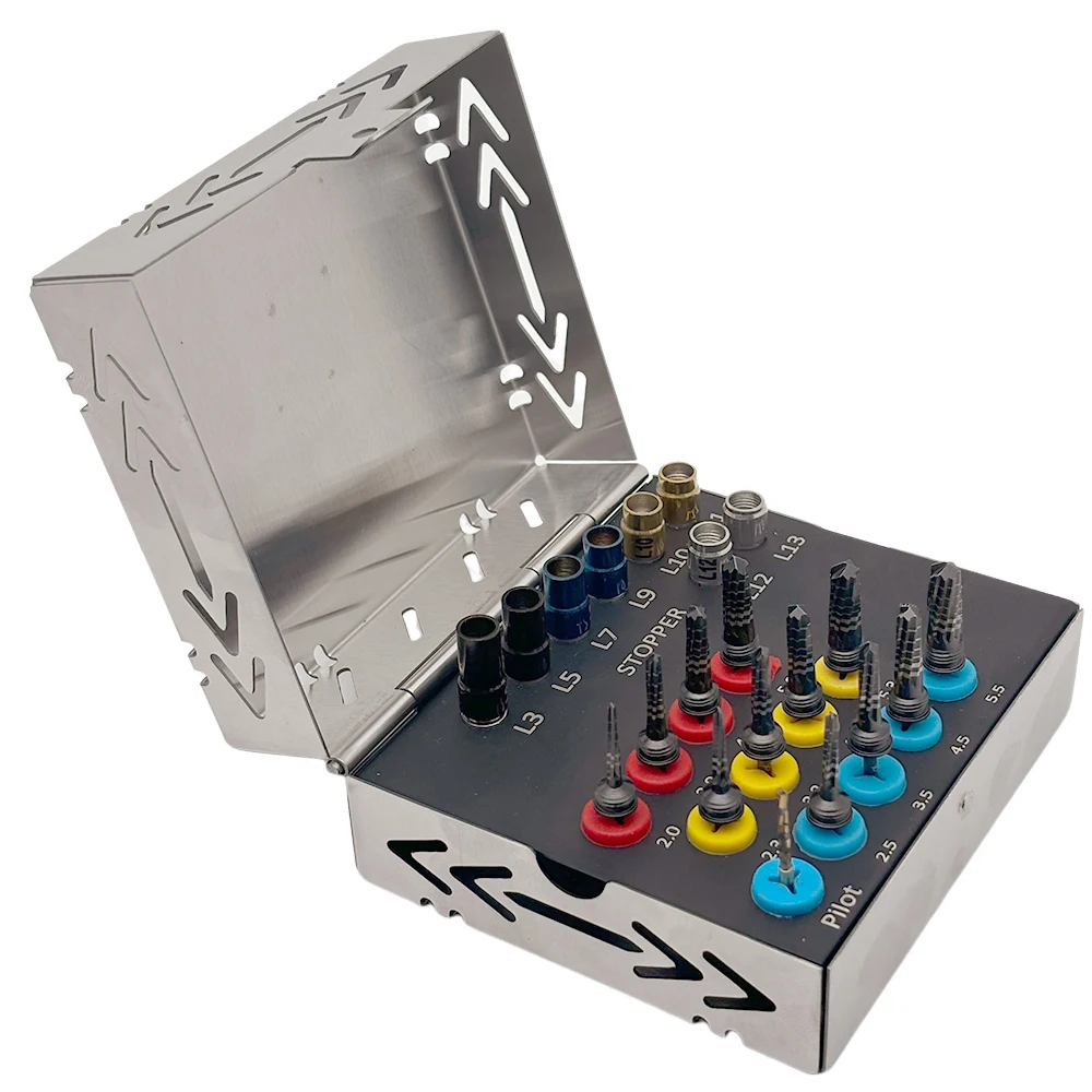 Dental Osseodensification Drill Kit, 21Pcs for Implant Bone Preparation with Drivers and Stoppers for Implant Surgery