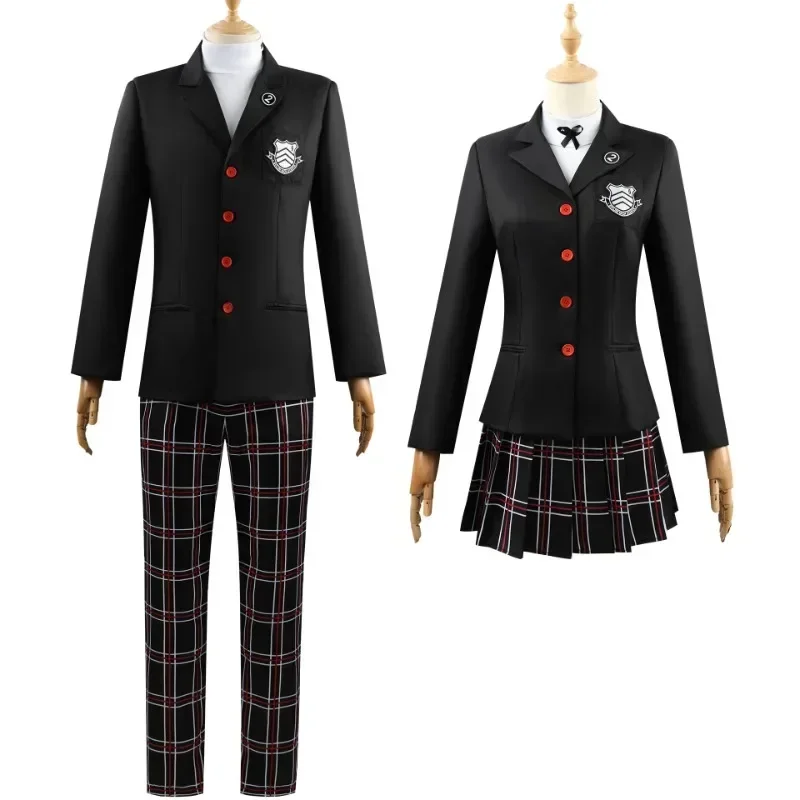 Game P5 Amamiya Ren Kasumi Yoshizawa Cosplay Men Women School Uniform Unisex Halloween Suit Coat Party Black Uniform Set