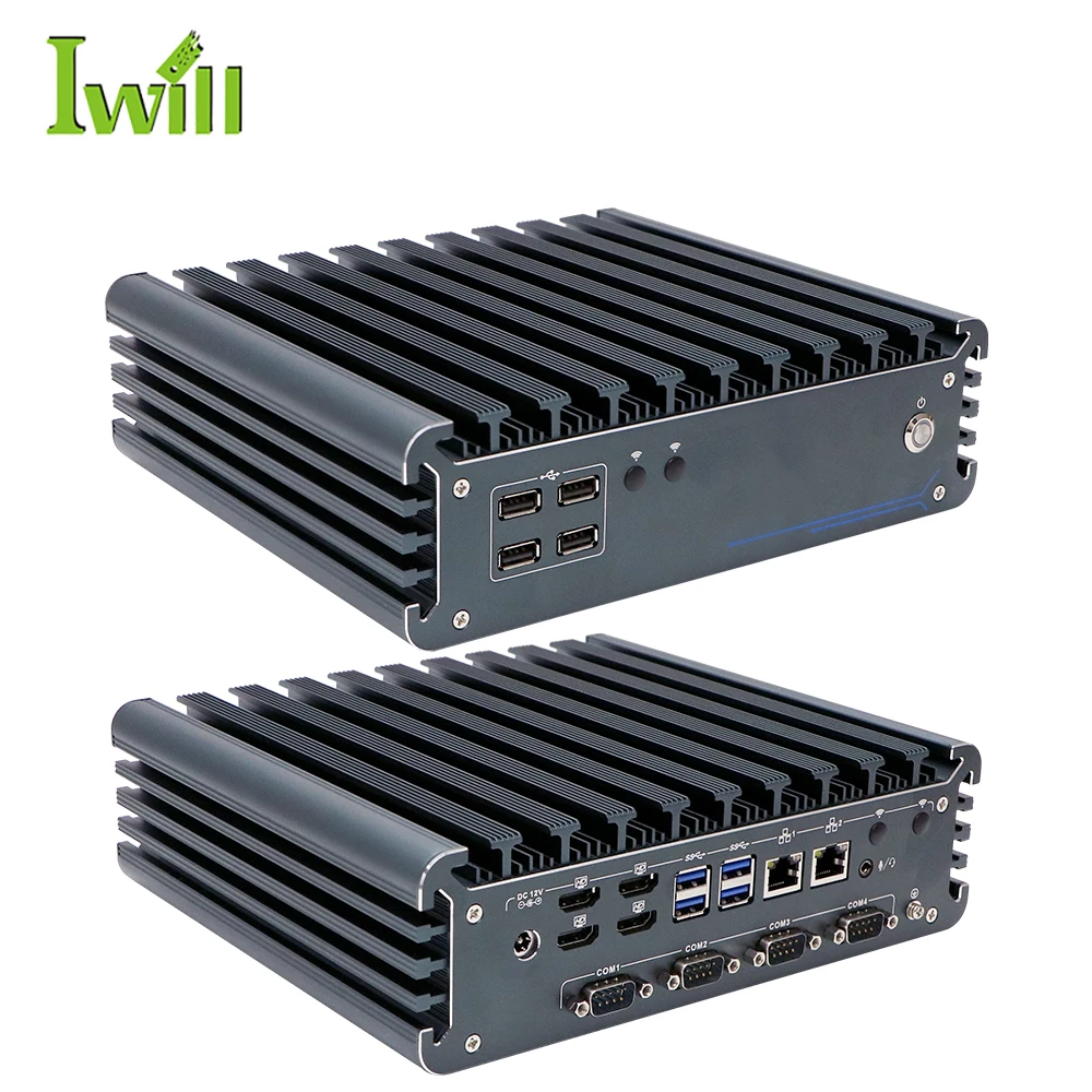 High Quality  Core12th I7 Industrial Desktop Computer 4HD 4COM RS232 Fanless Industrial Computer for Remote Monitoring