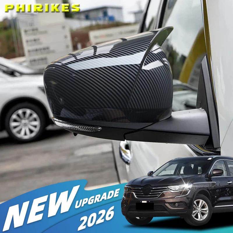 ABS Carbon Car Rearview Side Door Turning Mirror Cover Trim For Renault Koleos MK2 HC For Samsung QM6 2017-2023 Accessories