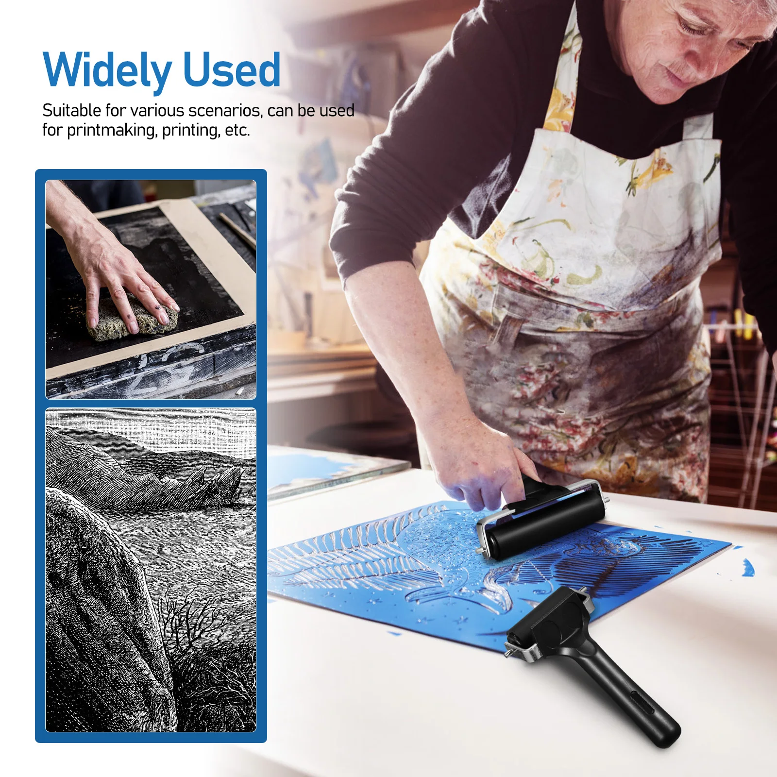 

3pcs 6cm 10cm 20cm Printmaking Rollers Reusable Rubber Crafting Stamping Multi purpose Suite for Art Projects Wallpaper