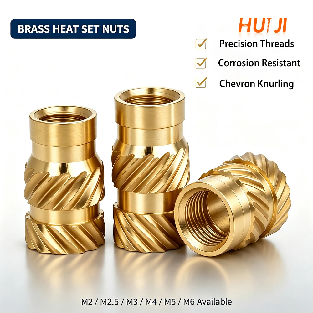 M2 M2.5 M3 M4 M5 M6 Brass Heat Set Insert Nut Double Twill Knurled Hot Melt Metric Embedded Thread Insert Nut for 3D Printing