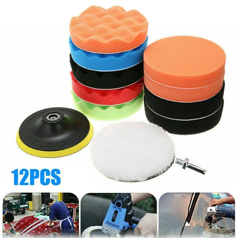 3 Inch 12pcs Car Polishing Pads Drill Sponge Buffing Waxing Clean Polish Buffer Pad For Drill Wheel Polisher Waxer R2l1