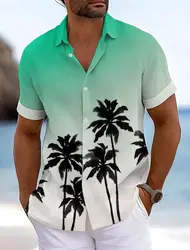 Men's Coconut Tree Summer Hawaiian Shirt Aloha Shirt Short Sleeve Hawaiian Vacation Summer Turndown Button Up