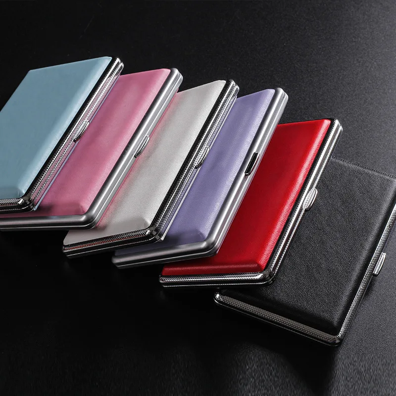 Leather Women Long Slim Cigarette Box Case Tobacco Case Box Cigarettes Case Holder Box Cigarettes Storage Box Lady Cigarette Box