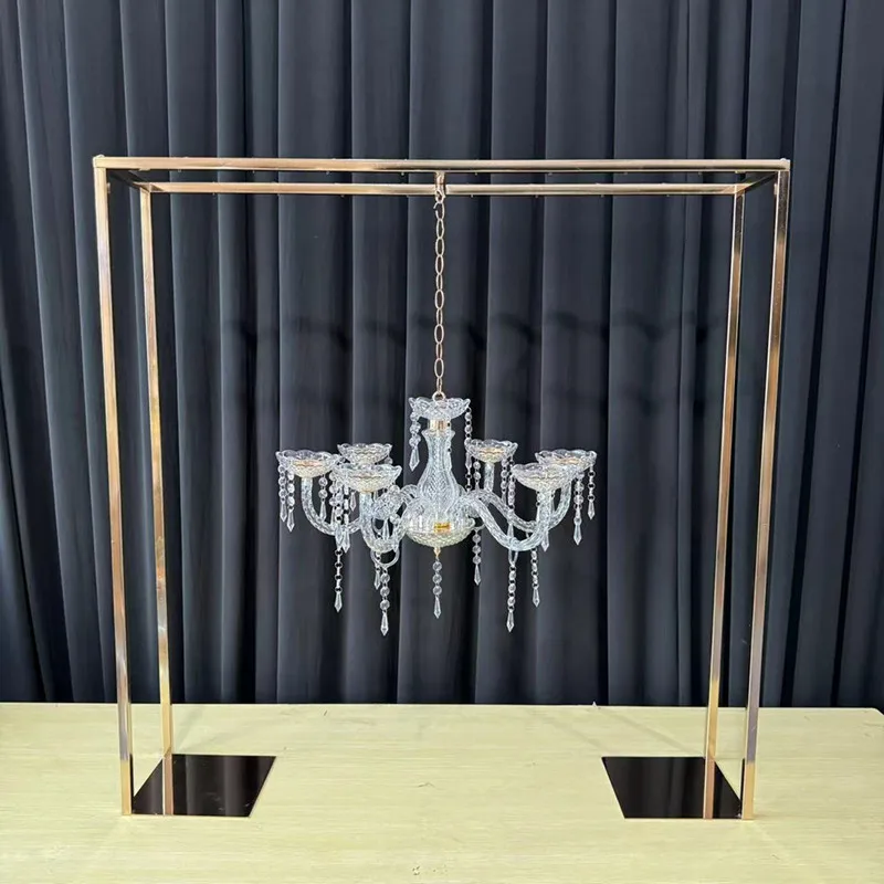 2/5Pcs Electroplated Iron Gold Square Frame Flower Stands for Wedding Birthday Party Table Center Decor Festive Supplies