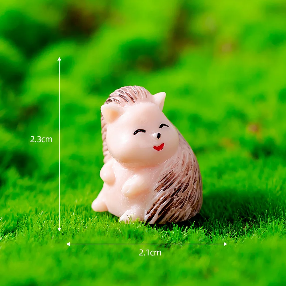 6 Pcs Garden Animals Statues Micro Landscape Decoration Accessories Toy Decorative Small Hedgehog Carrot Cartoon Resin