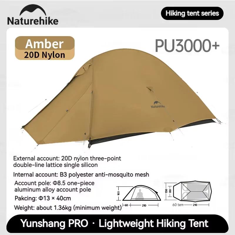 Naturehike Cloud Up PRO Camping 1/2/3 personen 3-seizoenentent 20D ultralichte draagbare outdoor reistent