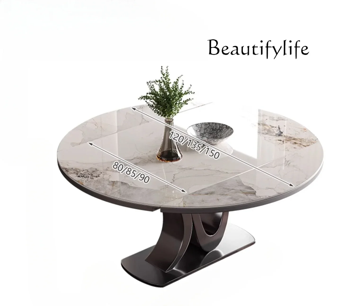 Retractable dining table square and round dual-purpose folding multi-functional simple modern light luxury rock slab round table