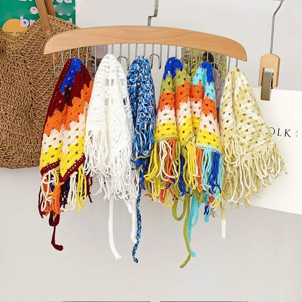 

Elegant Bohemian Turban Knitted Triangle Headscarf Cummerbund Colorful Ethnic Style Waist Band Shawl Scarves Hip Scarf Women