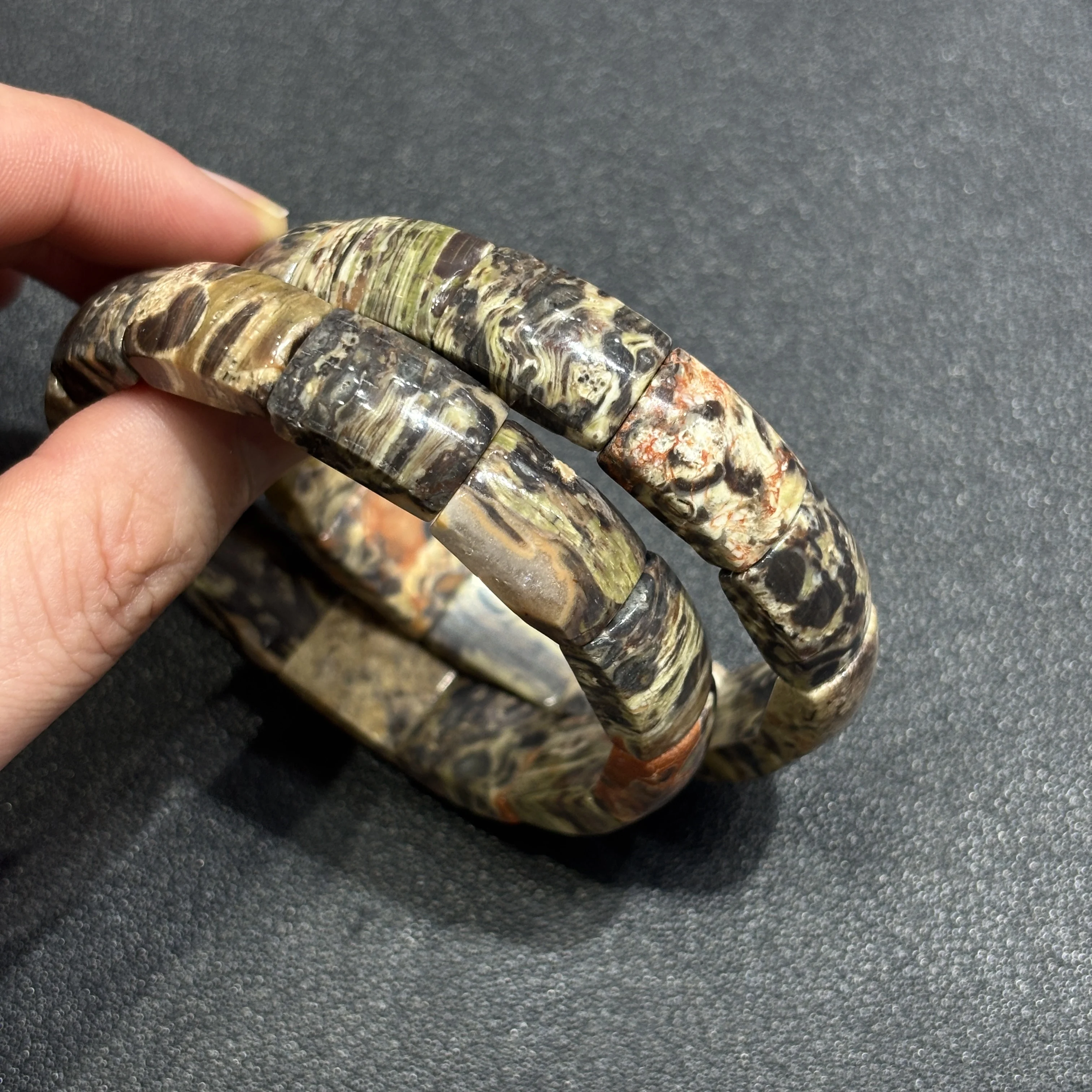 

Natural Money Agate Bangle Bracelet, Unique Pattern Jewelry,, Vintage Style,Self Love Gift for Girl,