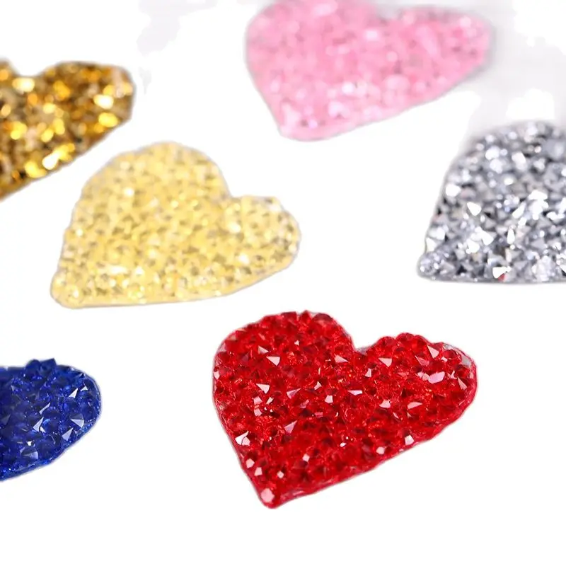 5pcs Iron On Rhinestone Heart Patches DIY Clothing Backpack Shoes Hats Shiny Pearl Appliques Stripe Badge T Shirts Stickers