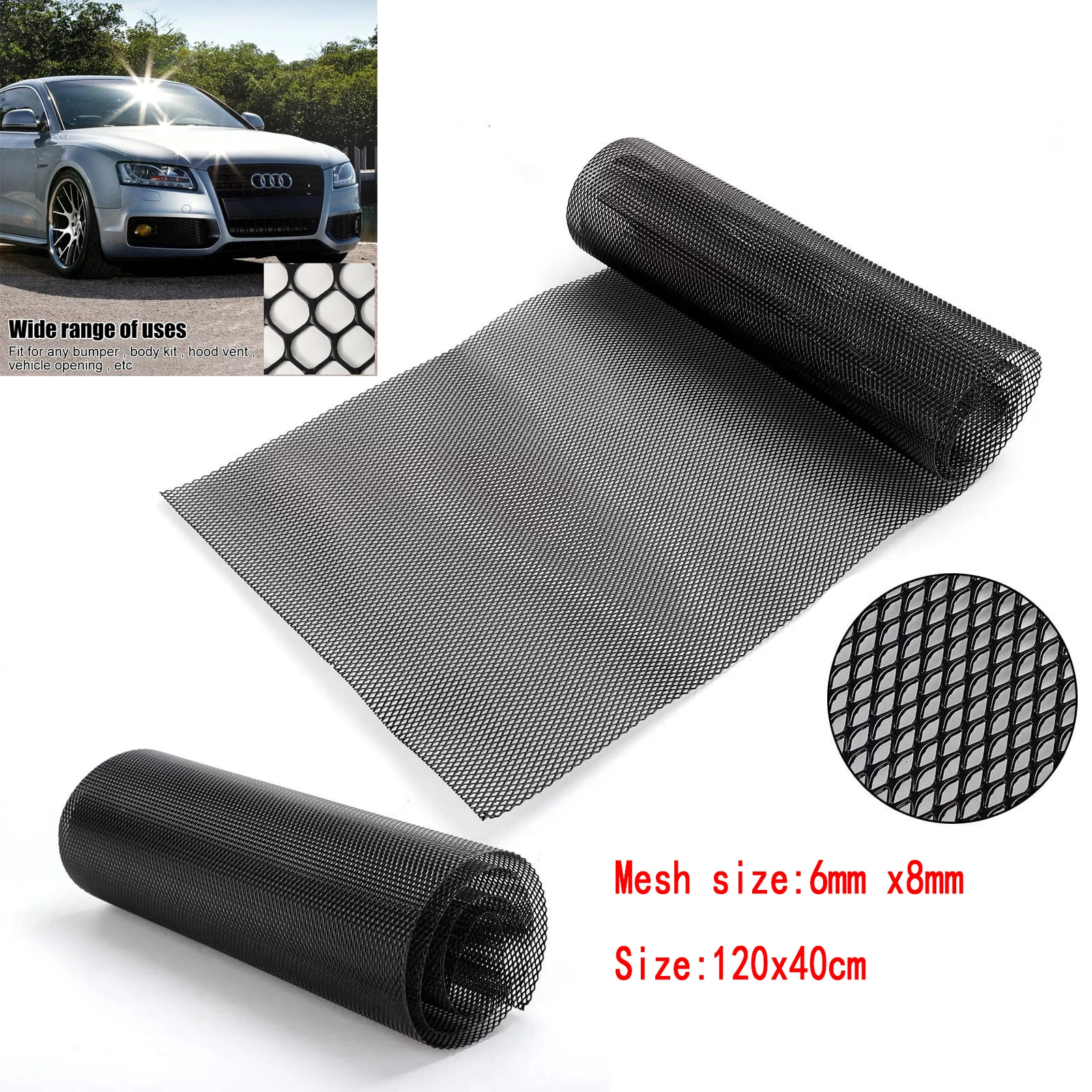 

1pc Universal 120cm 3D ABS Plastic Car Racing Honeycomb Bumper Vent Tuning Grill Mesh Spoiler Black Auto Exterior Accessories
