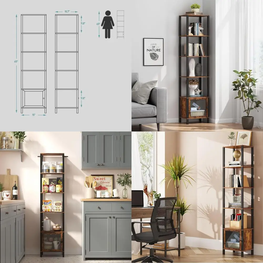 

Компактная коричневая книжная полка с дверцами для небольших помещений, подходящая для гостиной, офиса и учебы.