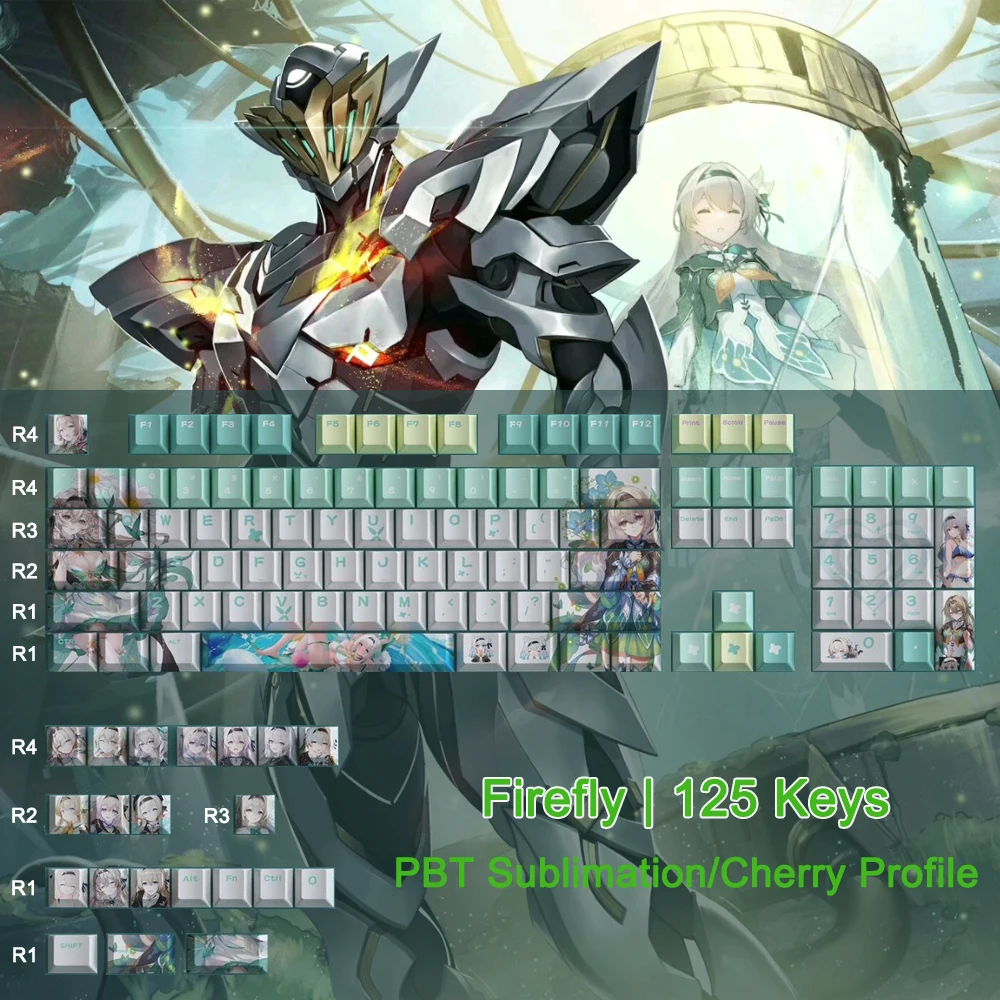 

133 Keys Honkai Star Rail Firefly Keycaps PBT Dye-Sub Backlit Keycaps Anime Cartoon Key Caps for MX Switches Mechanical Keyboard