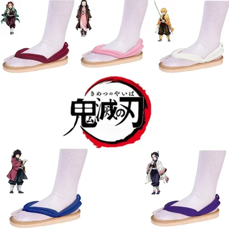 NewAnime Demon Slayer Cosplay Shoes Kimetsu No Yaiba Kamado Tanjirou Clogs Sandals Kamado Nezuko Geta Kochou Shinobu Flip Flops2