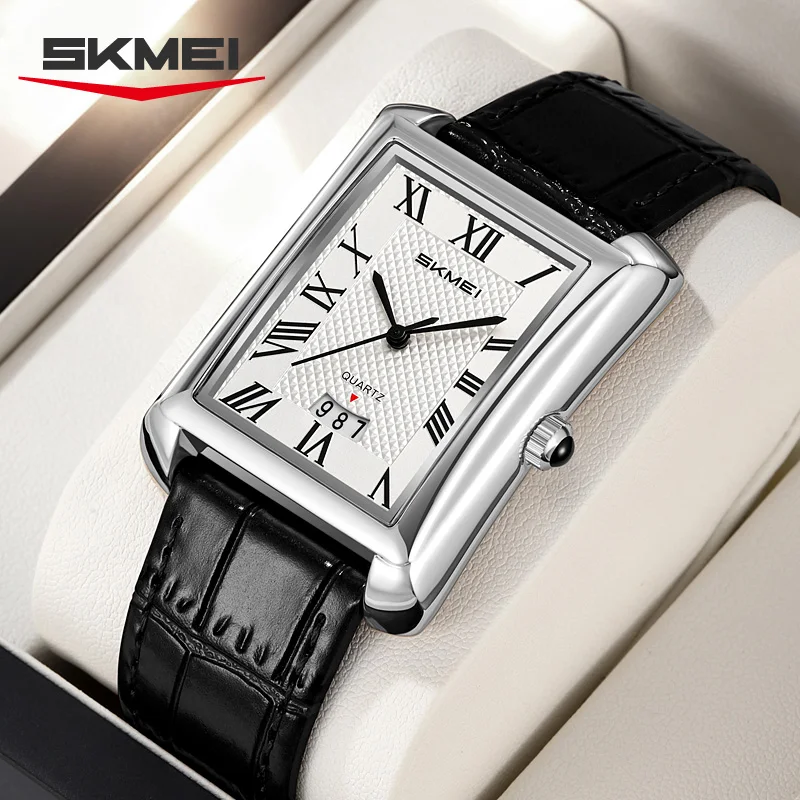 

SKMEI Waterproof Date Genuine Leather Strap Mens Wristwatch Shockproof Luxury High-end Quartz Watch for Men Colck Relógios
