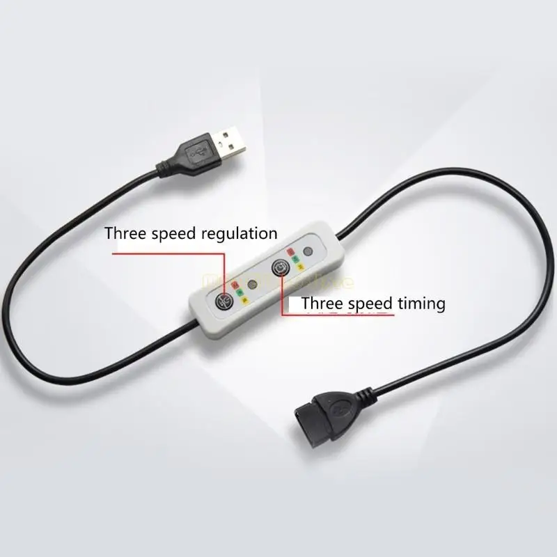 F62C 3-Speed Timing Switch Power Cable for USB Ceiling Fan USB LED Light Lamp