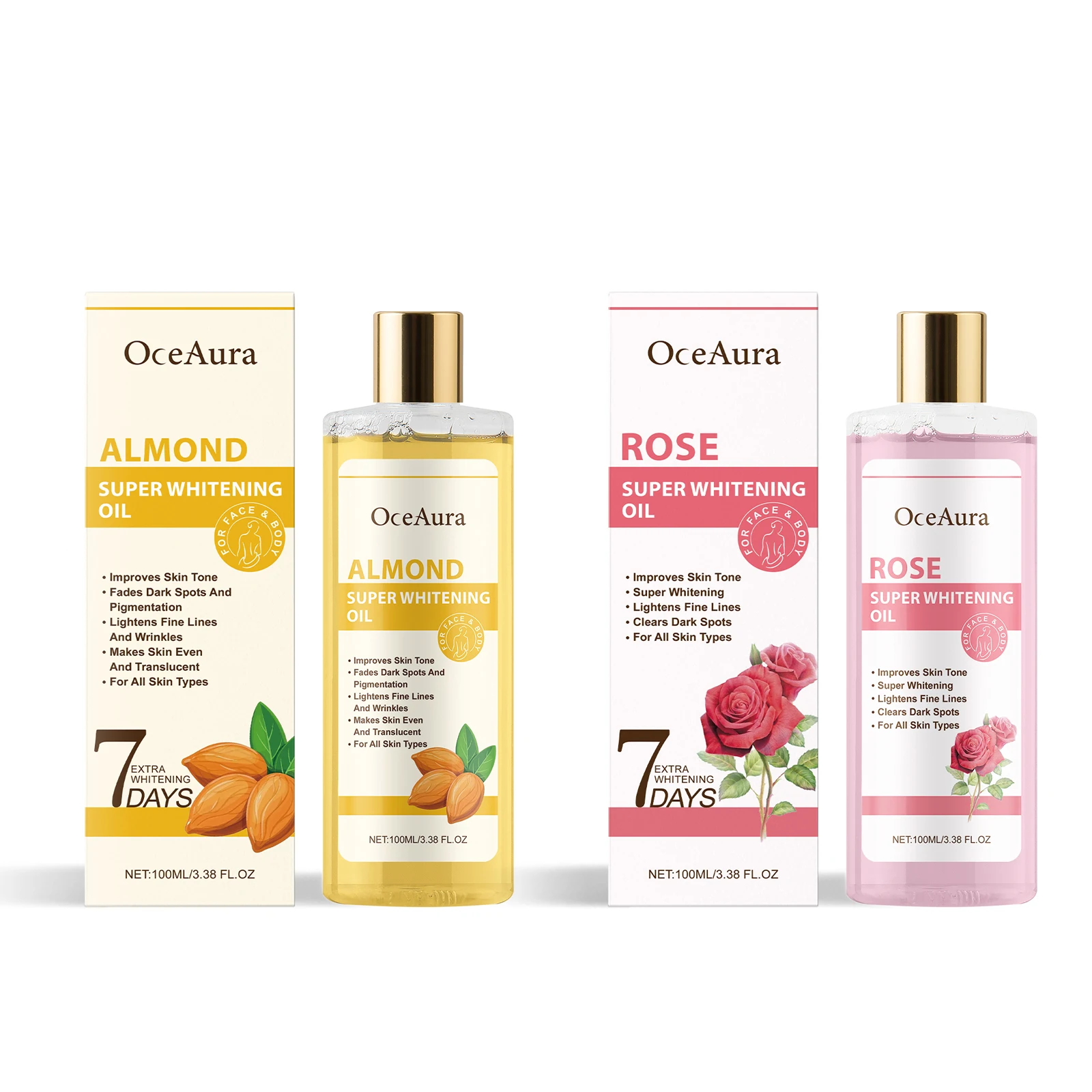 Sweet Almond Rose Body Brightening Oil Firming Anti Cellulite Improve Melanin Spots Peeling Evens Skin Tone Super Whitening Oils