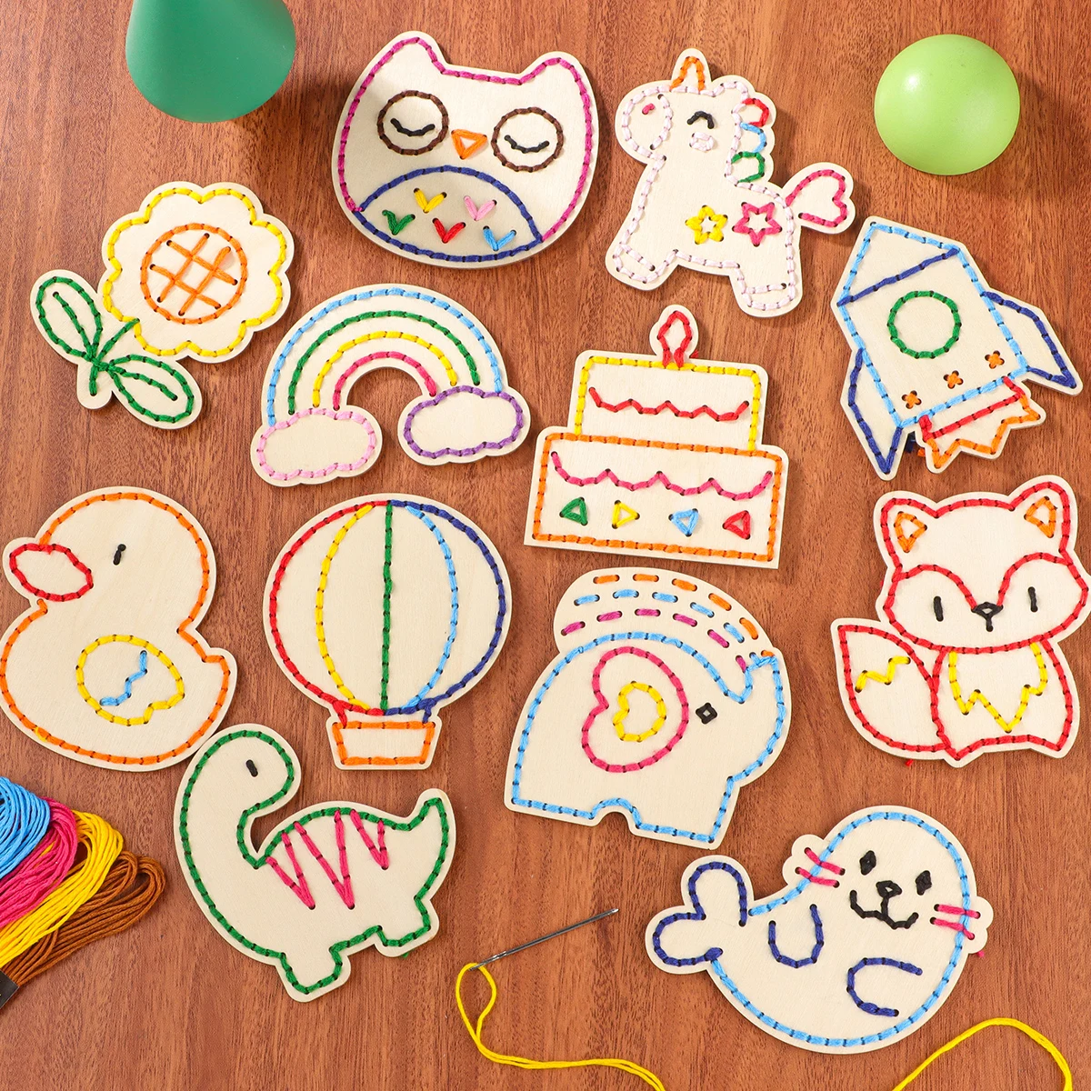 Kids Education Card - Kids Wooden Lacing Threading Board Toy
