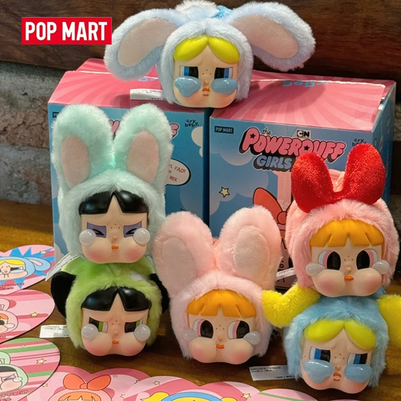 Original Blind Box Crybaby×Powerpuffgirl Mysterious Box Of Flying Little Girl Cop Series Rubber Face Doll Pendant Toy Gift