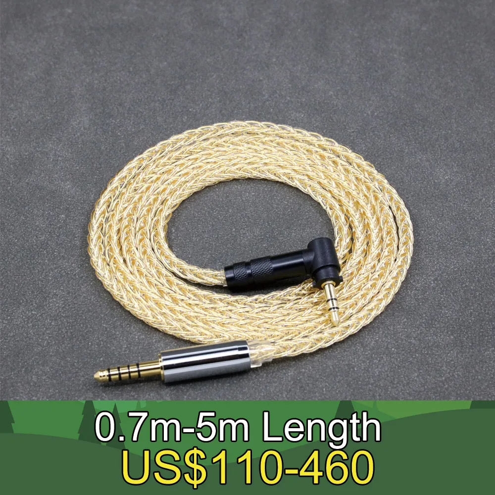 8 Core 99% 7n Pure Silver 24k Gold Plated Earphone Cable For Fostex T50RP Mk3 T40RP T20RP Mk2 Dekoni Audio Headphone LN008488