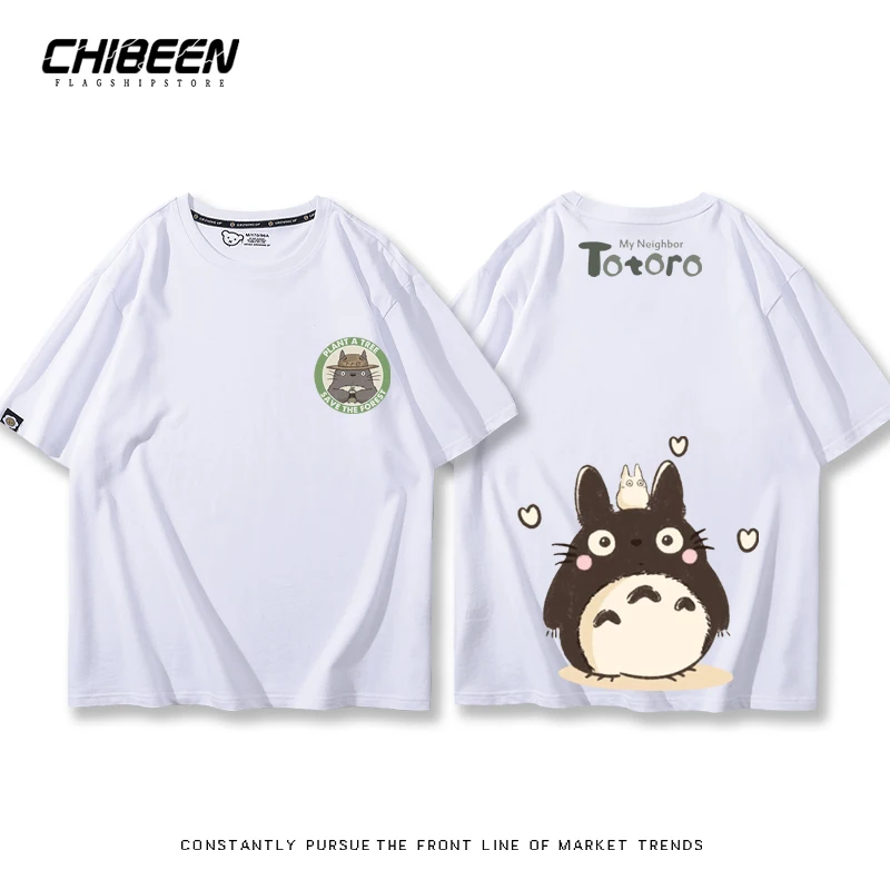 Camiseta de algodón 100% de Anime My Neighbor Totoro, Tops a la moda para parejas, novedad de verano, ropa informal de calle de manga corta para hombres