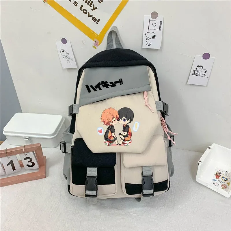 32×46×14cm Black Blue Green Red, Haikyuu, Anime, Student Kids Teens School Bags, Backpacks, Girls Boys