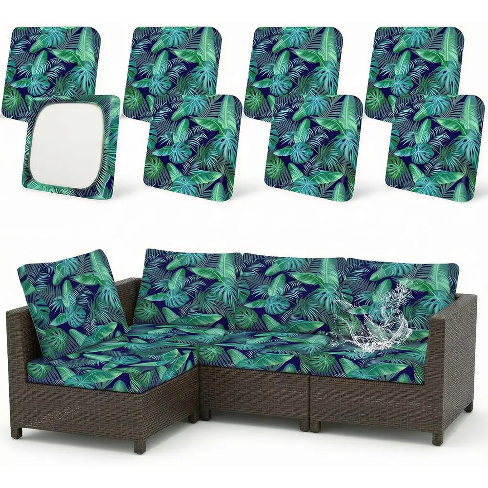 

8 Pack Outdoor Cushion Covers Water Resistant High Stretch it Patio Cushion Covers 180g Couch Seat Slipcovers hine Washable Pet