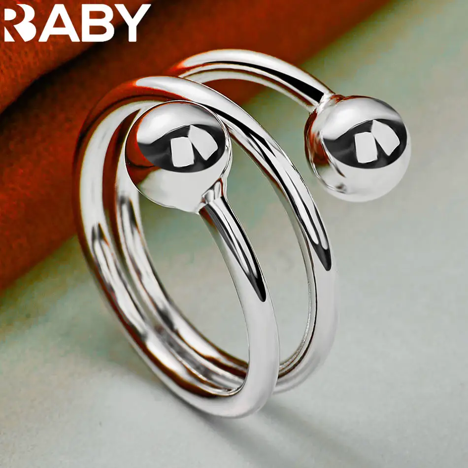 URBABY 925 스털링 실버 여성을위한 오픈 기하학 반지 남성 패션 주얼리 빈티지 그레이스 참 고귀한 파티 생일 선물