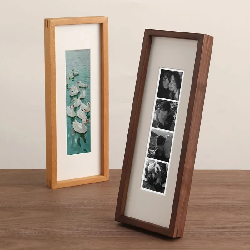 Solid Wood 10x30cm Photo Frame High-Quality Black Walnut/Teak Mortise and Tenon Right Angled Border Picture Frame Home Decor