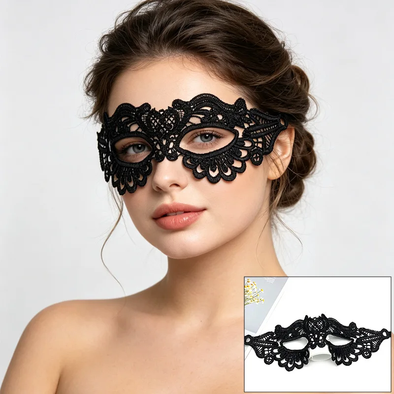Sexy Frauen Schwarz Spitze Floral Augenmaske Maskerade Prom Gesichtsmaske Prinzessin Königin Party Make-Up Cosplay Nachtclub Spitze Maske Requisiten – Detail 8