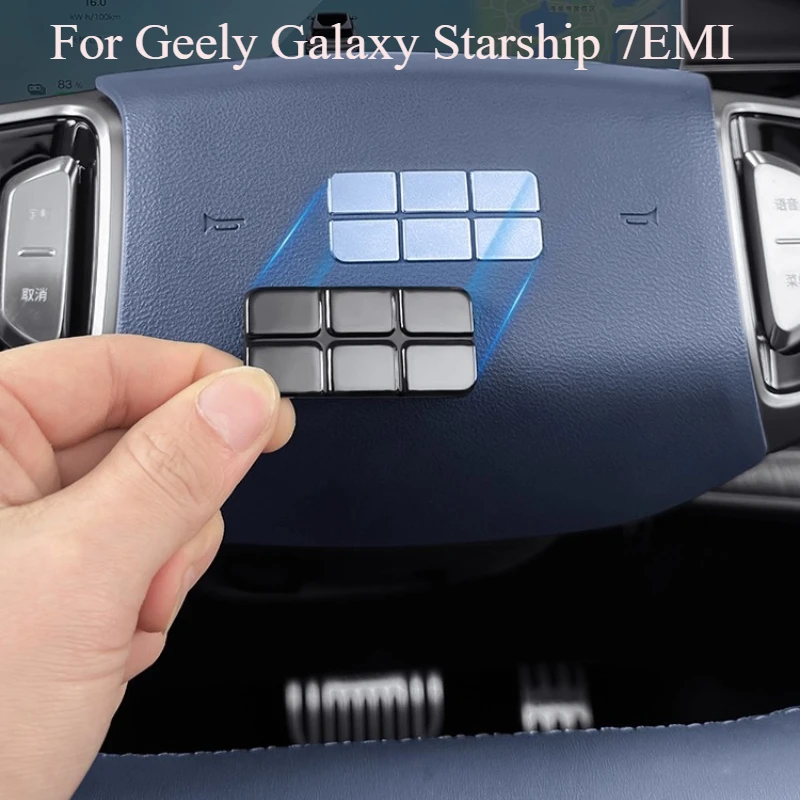 

For Geely Galaxy Starship 7EMI Steering Wheel Emblem Overlay, Gloss Black Logo Cover, Interior Stylish Trim