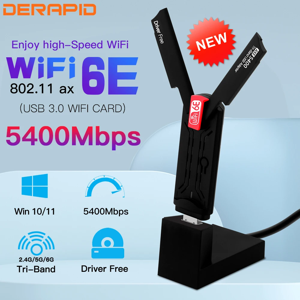 IPTIME AX5400UA-6E WIFI 6E 160MHz 채널 지원 USB무선랜카드 WIFI AX5400 