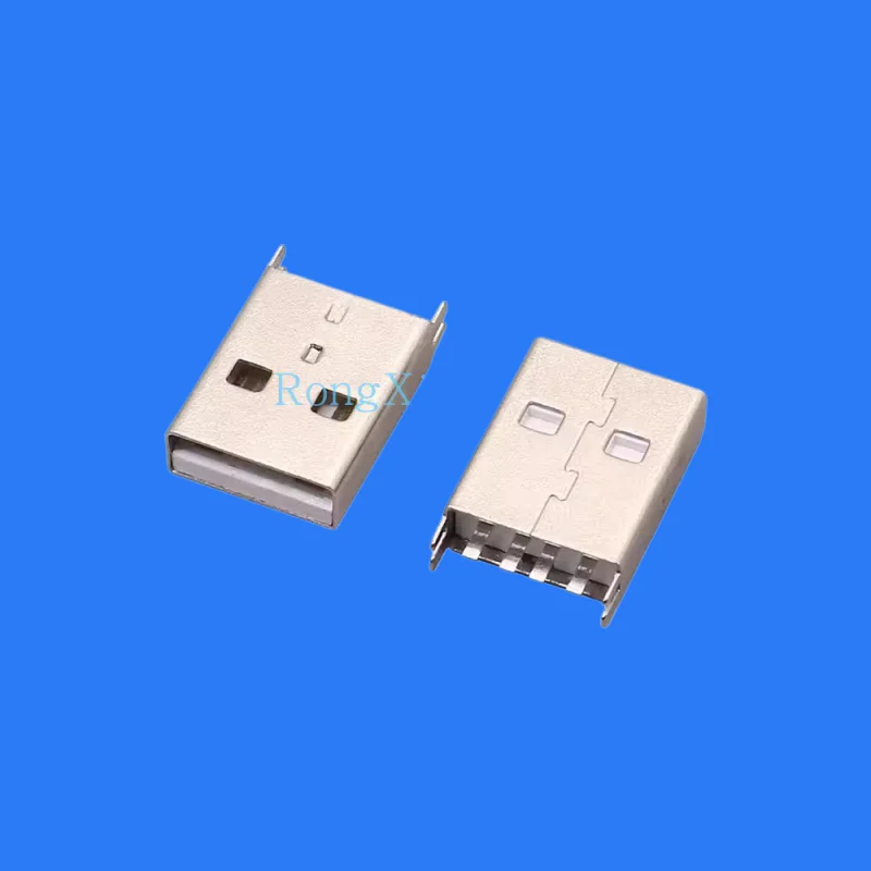 100pcs/ USB 2.0 A male 180 degree in-line short body welding plate AF male vertical 4-pin plate 15.0mm