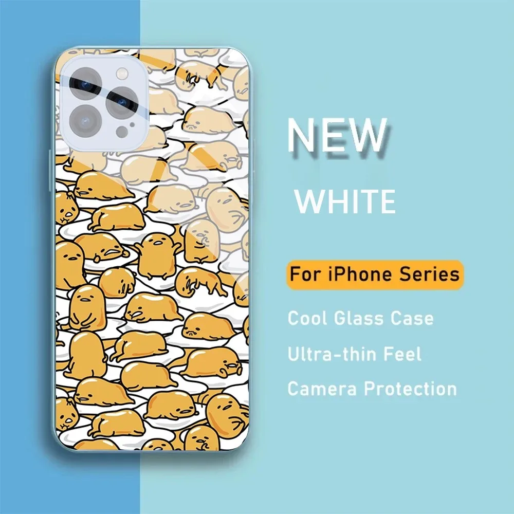 S-Sario G-Gudetama Phone Case For IPhone 15 14 13 12 Mini 11 Pro Max X XS XR 6 7 8 SE Plus Glass Hard Cover