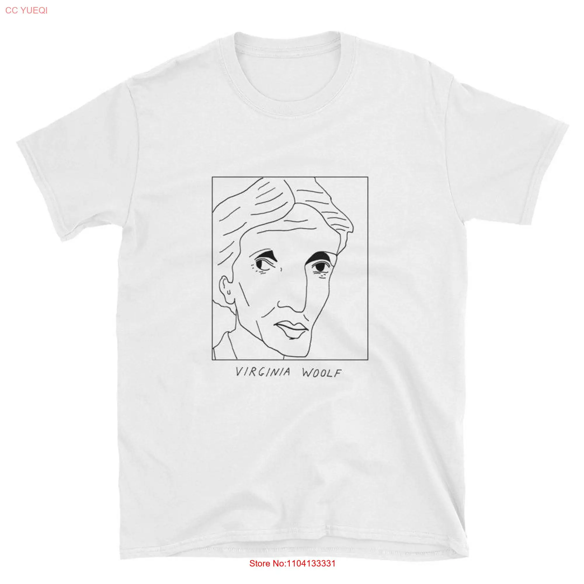 Badly Drawn Authors Virginia Woolf T Shirt FREE Worldwide Delivery long or short sleeves