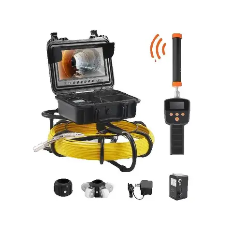 SucceBuy Sewer Camera with 512Hz Locator IP68 9" Pipeline Inspection Camera w/DVR Function w/12 Adjustable LED and 16 GB SD Card