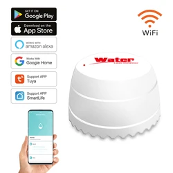 Tuya Smart WiFi Water Leak Detector Wireless Flood Alarm Sensor with Real-Time App Alerts Compatible Alexa/Google Home