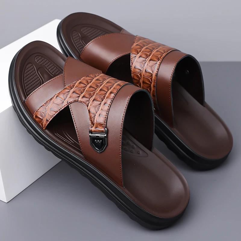 Summer Men Anti-Slip Soft Sole Slippers Fashion Comfort Breathable Wear Resistant Outdoor Driving Beach Shoes-9022