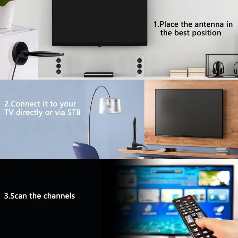 هوائي تلفزيون داخلي مع معزز للإشارة - هوائي رقمي عالي الدقة طويل المدى للتلفزيونات الذكية والأكبر سنا، يدعم القنوات المحلية، 4K 1080p