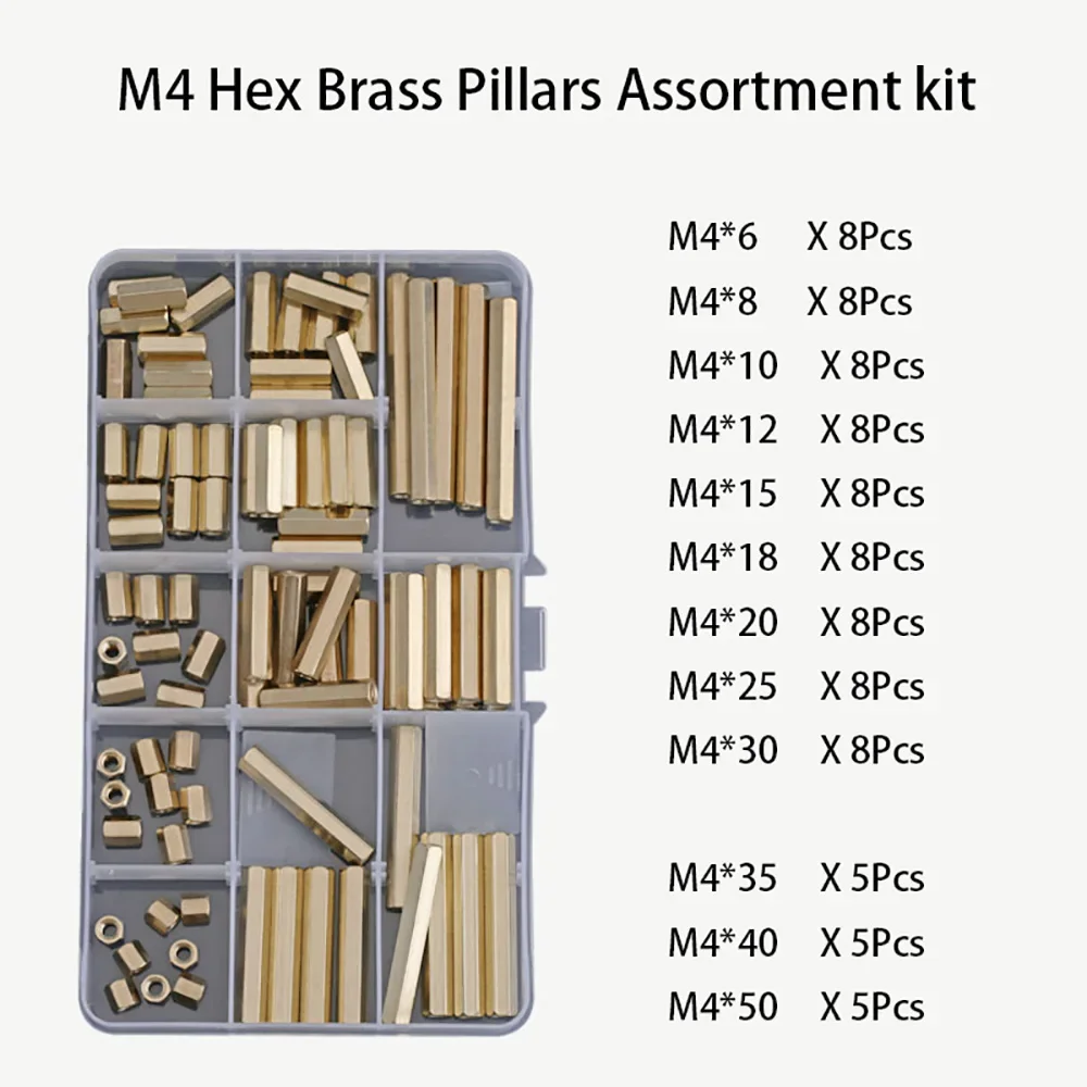 

Hollow Column Hex Female To Female Brass Standoff Spacer Assortment kit M2 M2.5 M3 M4 Hexagon Thread PCB Motherboard Spacer Nut