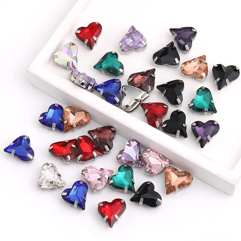 Sweet Heart Sewing Rhinestones For Needlework DIY Crafts Stone Glass Glitter Crystal Accessories Bulk Sewn Crystals Stones