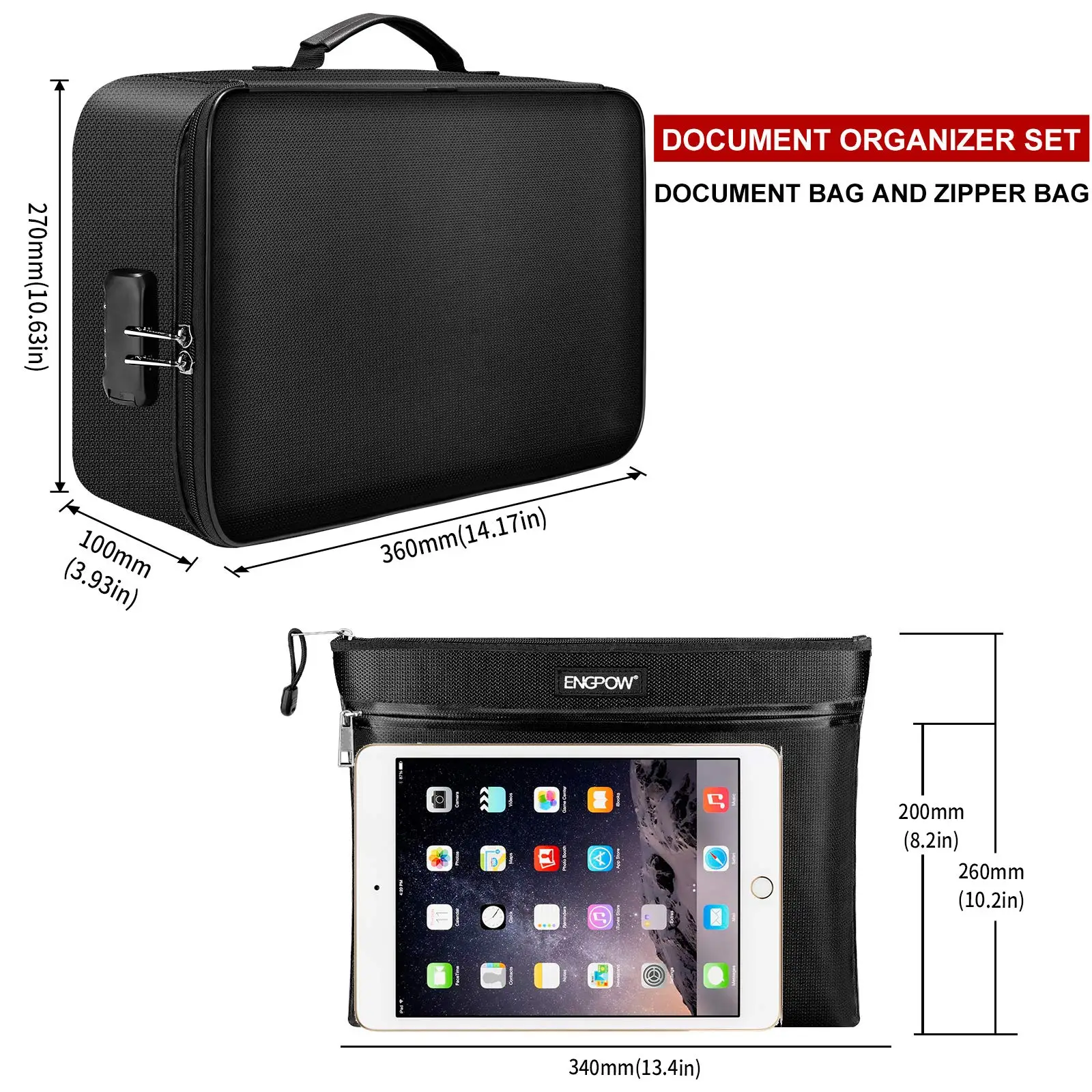 Fireproof Document Bag with Money Pocket - Premium Storage Solution for Fireproof Protection. Ideal for Important Documents Cash