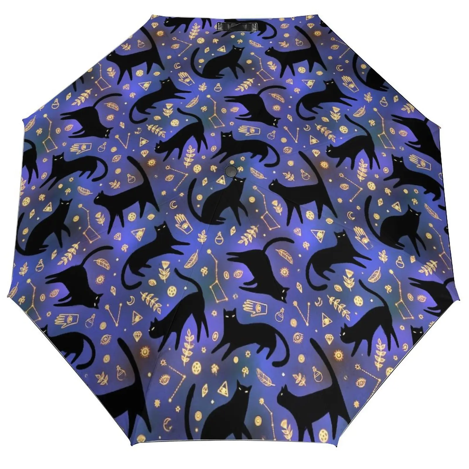 Magic Cats Umbrella Black Animal Automatic Windshield Umbrella Aesthetic Print Sun Compact Umbrella