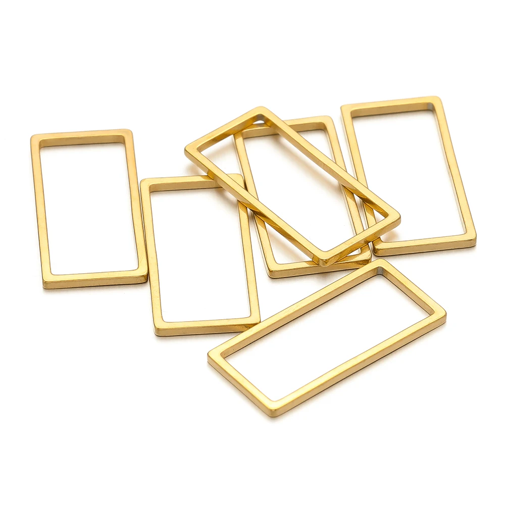 20/50pcs Stainless Steel Gold Plated Oblong Connectors Charms for DIY Jewelry Bracelets Necklaces Making Accessories Wholesale