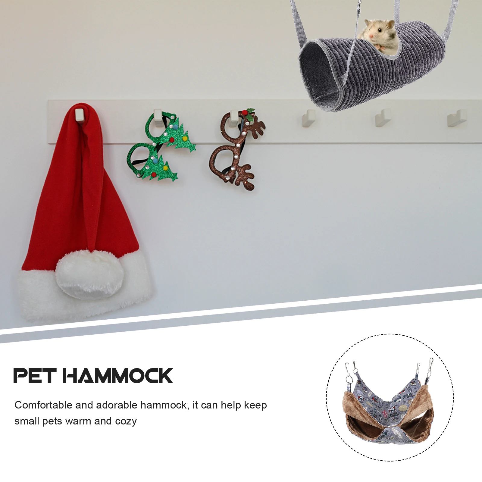 

3 Pcs Hammock Tunnel Nest Small Pets Hanging Warm Animal Chinchilla for Squirrel Cage Flannel Hamster Toy