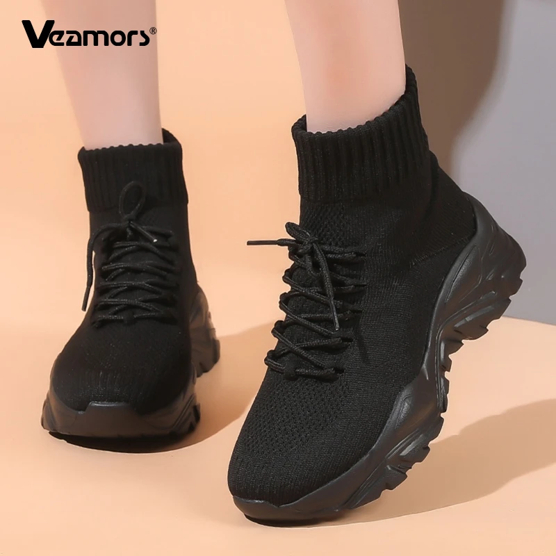 

Women Casual Mesh Shoes Fashion Knitted Socks Shoes Chunky Shoes Slip-on Casual Sneakers Men Light Breathable Walking Footwear